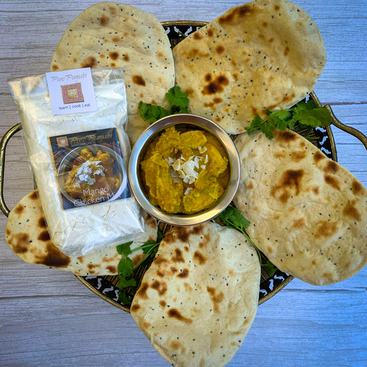 Mango chicken, naan bread, dinner kit, Pure Punjabi dinner kits, dairy free, vegan, vegetarian, purepunjabi.co.uk, indianmealkits.co.uk