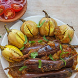 Stuffed aubergines, mela kit, Stuffed aubergines meal kit, Batao, Baigan, Indian aubergines, how to make Indian aubergines, Aubergines recipe, Indian aubergines recipe